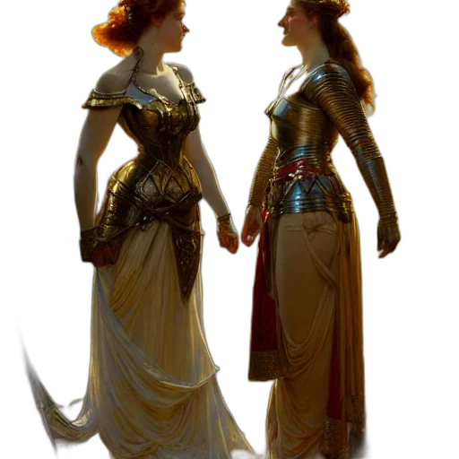dress, sword, jewelry, staff transparent PNG cut-out