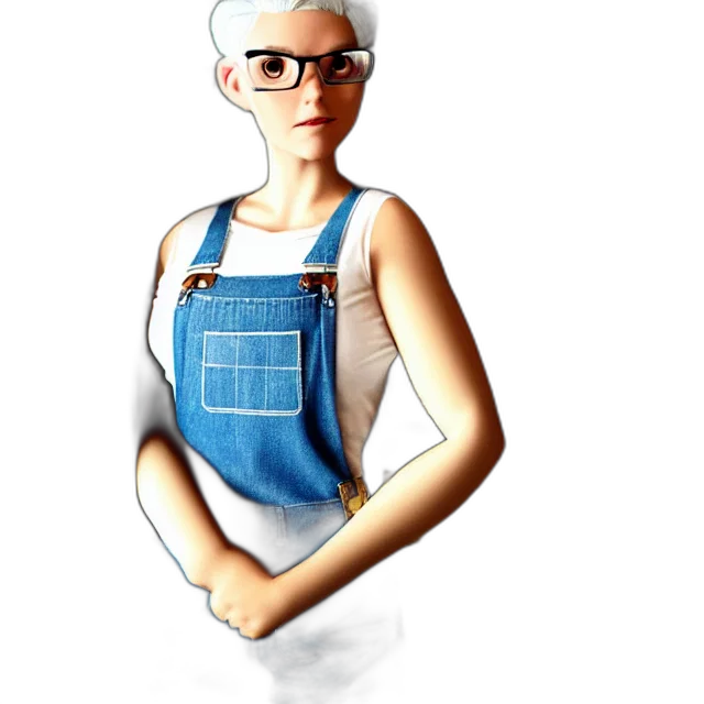 dress, robot, face, jacket, concept art, 3d render, pixel art, cartoon transparent PNG cut-out