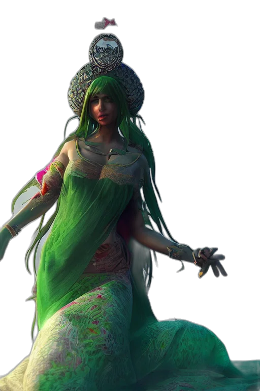 dress, fantasy art, concept art, 3d render, pixel art, underwater, green, earth tones transparent PNG cut-out