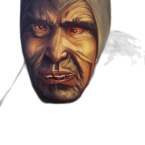 face, mask, staff, creature, concept art, comic book art, photorealistic, fantasy art transparent PNG cut-out
