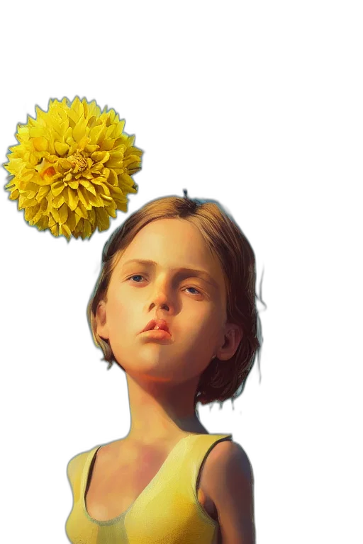 flower, face, crown, staff, photorealistic, oil painting, concept art, pixel art transparent PNG cut-out