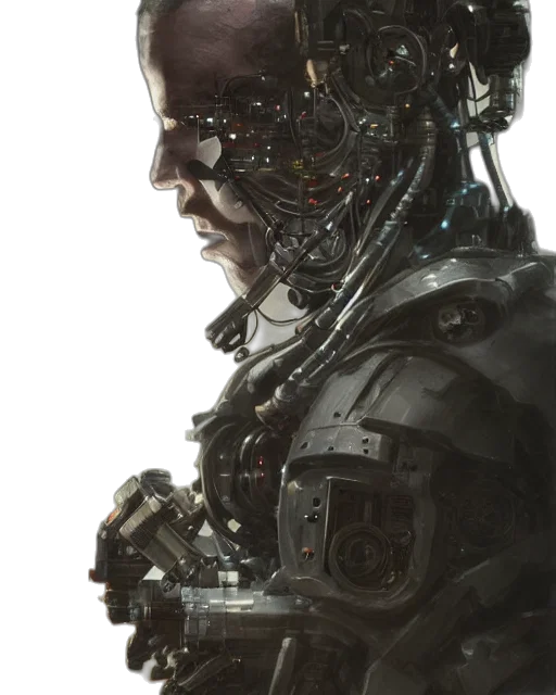 robot, face, mask, cyberpunk, concept art, comic book art, 3d render, outer space transparent PNG cut-out