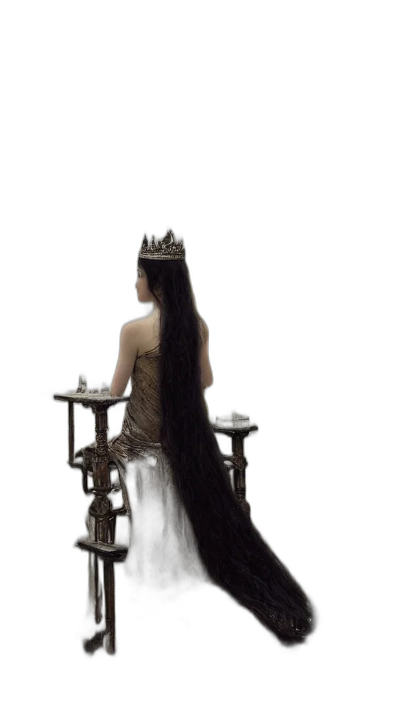 crown, dress, jewelry, staff, concept art, fantasy art, photorealistic, pixel art transparent PNG cut-out