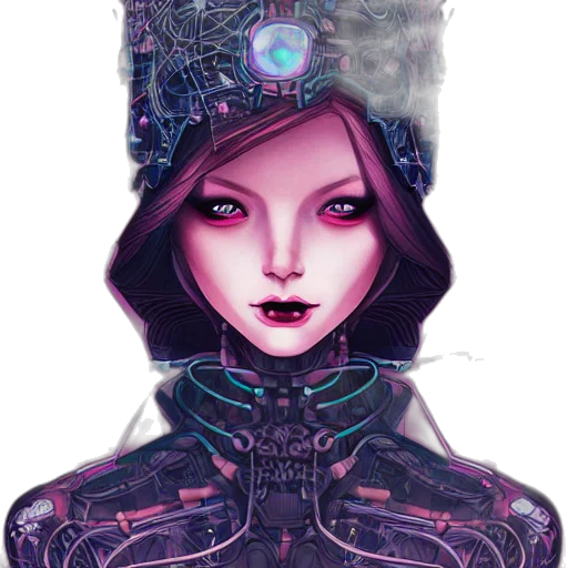 robot, crown, face, cyberpunk, fantasy art, concept art, comic book art, outer space transparent PNG cut-out