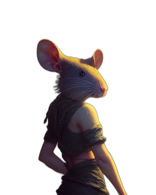 animal, jacket, staff, creature, concept art, cyberpunk, fantasy art, 3d render transparent PNG cut-out