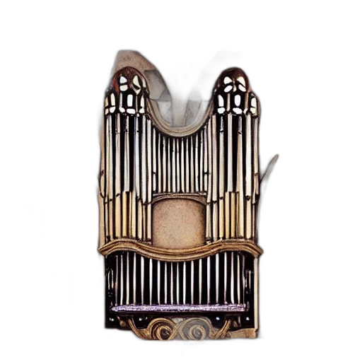 furniture, crown, concept art, fantasy art, 3d render, pipe, organ, music transparent PNG cut-out