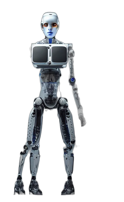 robot, staff, 3d render, concept art transparent PNG cut-out