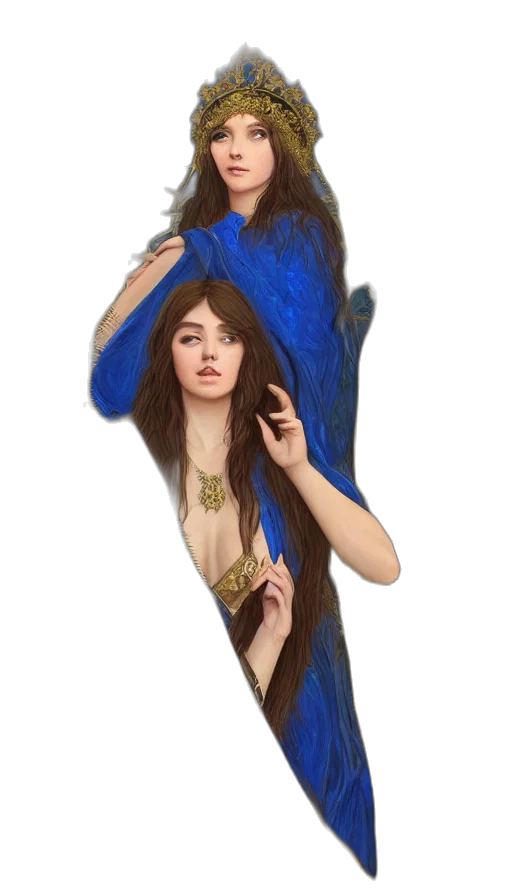 dress, hair, jewelry, fantasy art transparent PNG cut-out