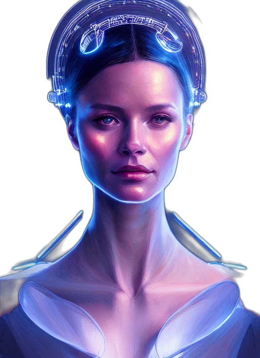 robot, face, crown, mask, cyberpunk, concept art, fantasy art, photorealistic transparent PNG cut-out