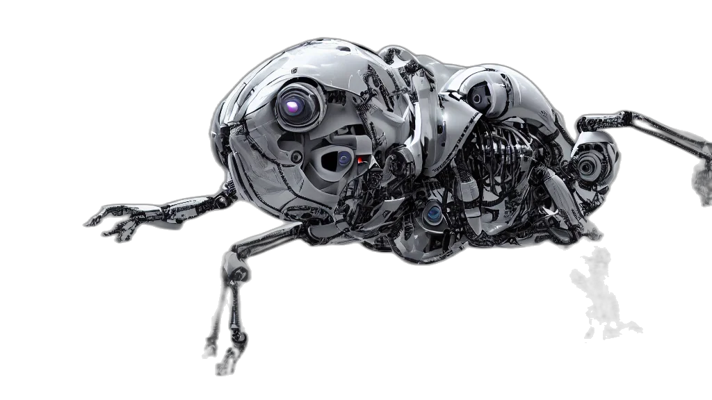 robot, creature, animal, weapon, concept art, 3d render, cyberpunk, photorealistic transparent PNG cut-out