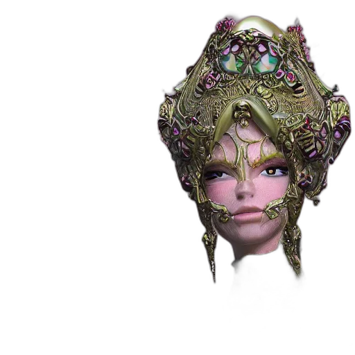 crown, mask, face, staff, 3d render, concept art, fantasy art, photorealistic transparent PNG cut-out