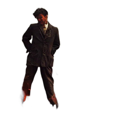 jacket, staff, umbrella, shoes, concept art, pixel art, 3d render, man transparent PNG cut-out
