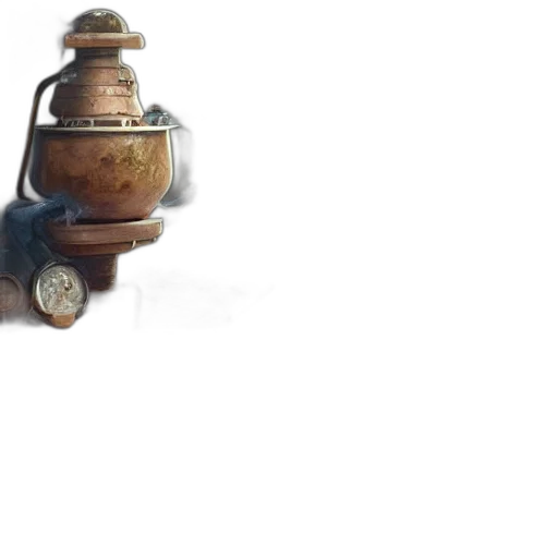 bottle, robot, weapon, mask, 3d render, concept art, photorealistic, watercolor transparent PNG cut-out