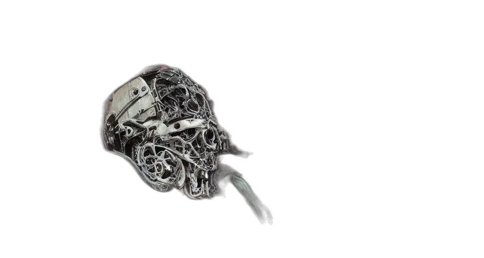 jewelry, weapon, robot, crown, 3d render, photorealistic, cyberpunk, retro transparent PNG cut-out