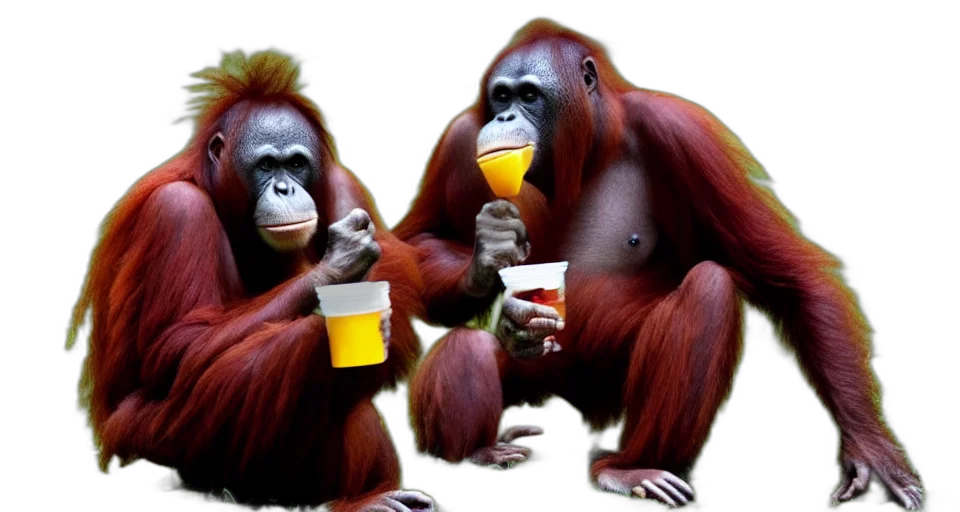 photorealistic, concept art, orangutan, eating transparent PNG cut-out