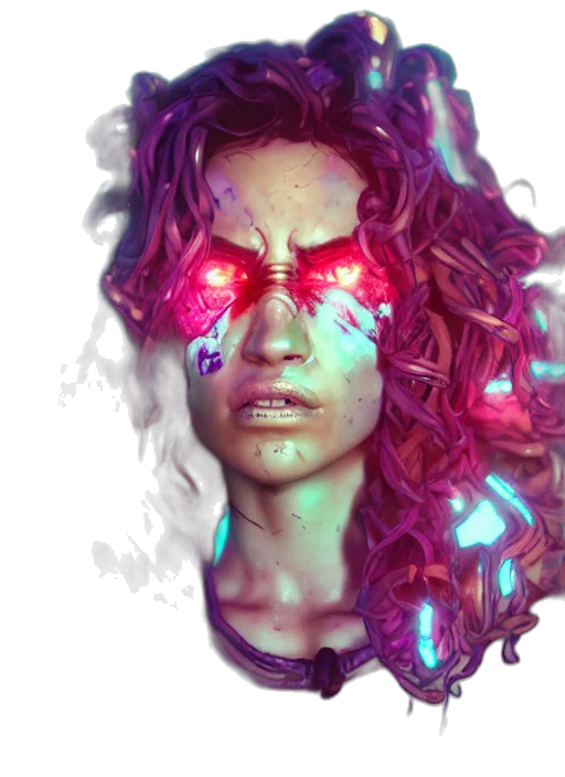 face, mask, robot, cyberpunk transparent PNG cut-out