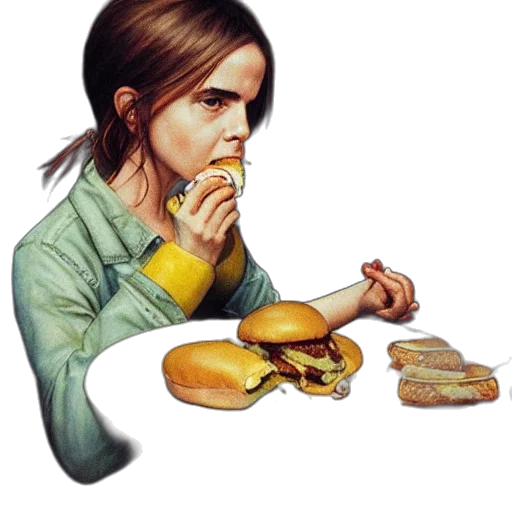 food, face, photorealistic, concept art, oil painting, pixel art, emma, watson transparent PNG cut-out
