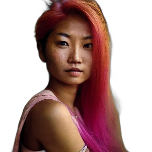 hair, face, jewelry, staff transparent PNG cut-out