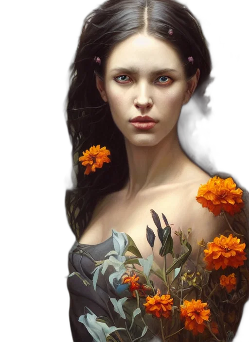 face, flower, crown, dress transparent PNG cut-out
