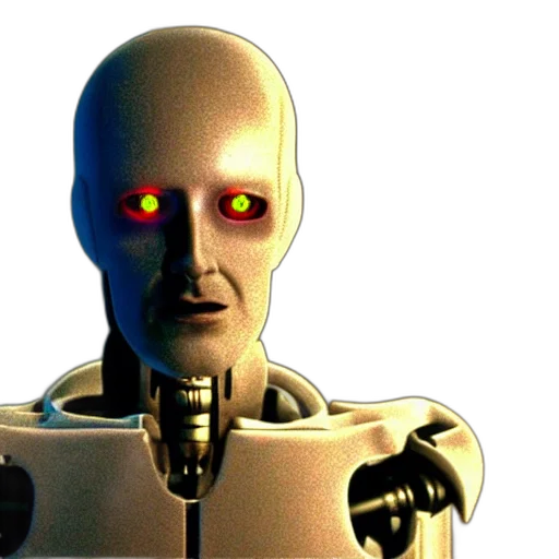 robot, face, 3d render, cyberpunk transparent PNG cut-out