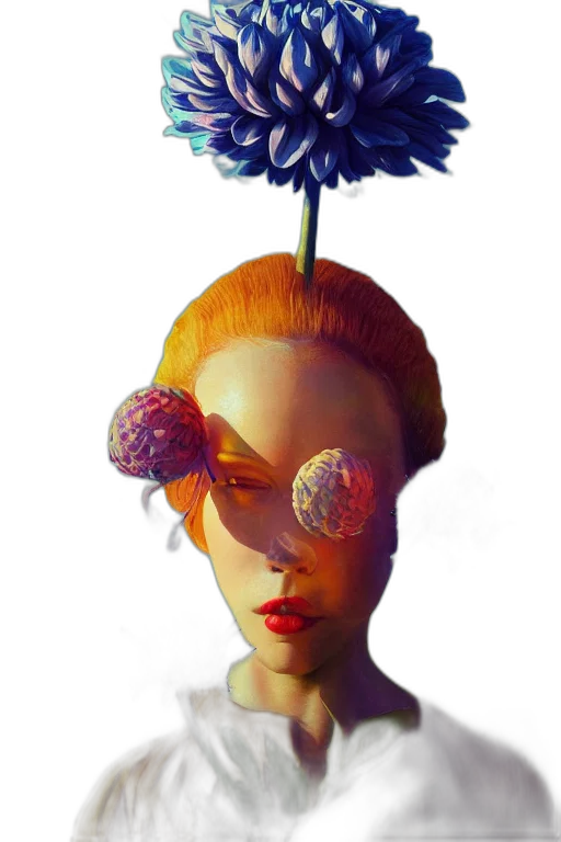 flower, crown, face, mask, concept art, photorealistic, oil painting, fantasy art transparent PNG cut-out