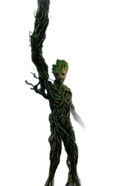 tree, staff, creature, hair transparent PNG cut-out