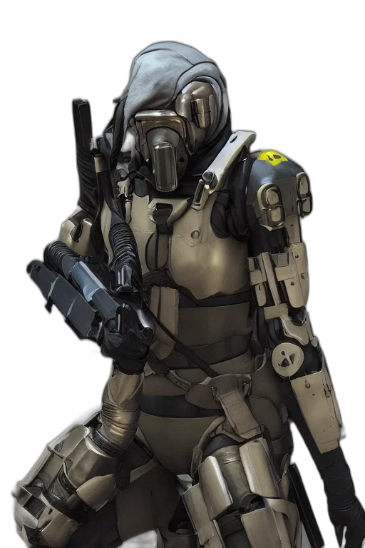 robot, weapon, concept art, 3d render transparent PNG cut-out