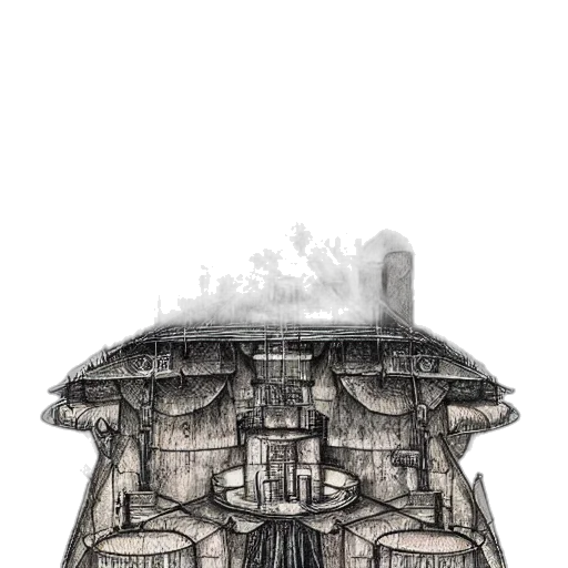 building, crown, robot, car, concept art, fantasy art, 3d render, watercolor transparent PNG cut-out