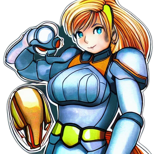 robot, weapon, staff, concept art, anime, pixel art, cartoon, blue transparent PNG cut-out