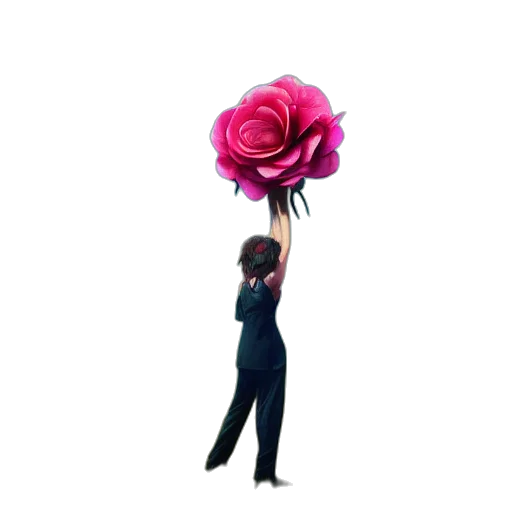 flower, staff, umbrella, weapon, 3d render, concept art, vaporwave, pixel art transparent PNG cut-out