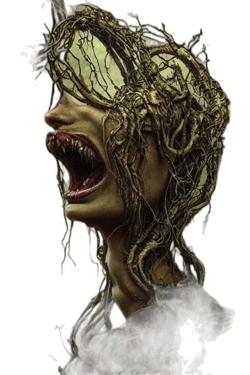 creature, face, mask, hair transparent PNG cut-out
