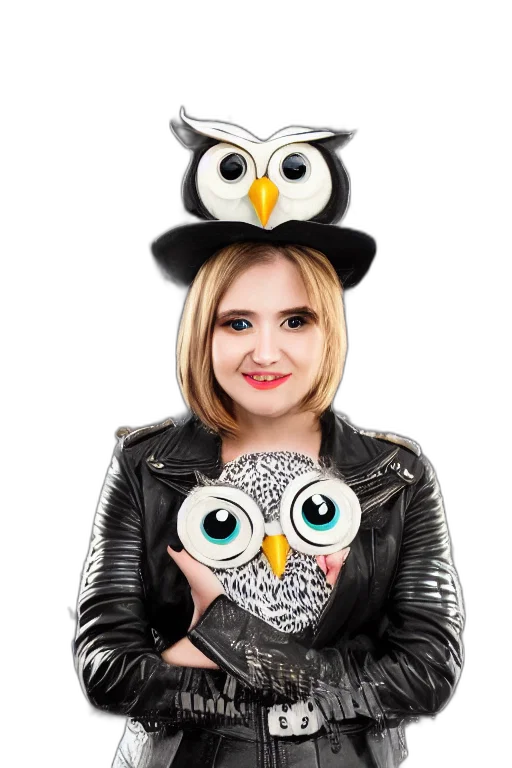 cartoon, cute, owl, wearing transparent PNG cut-out
