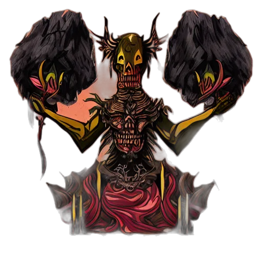 mask, creature, dragon, staff, concept art, fantasy art, pixel art, 3d render transparent PNG cut-out