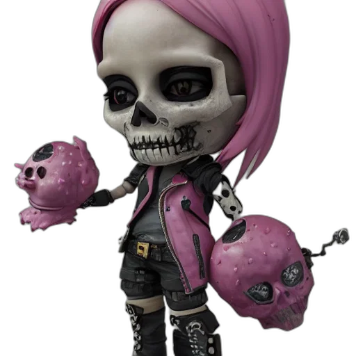 concept art, 3d render, cyberpunk, fantasy art, dark, portrait, grungy, skull transparent PNG cut-out