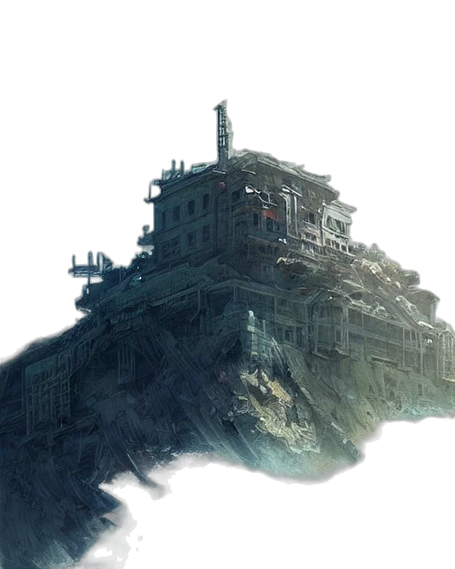building, robot, concept art, fantasy art, cyberpunk, 3d render, outer space, underwater transparent PNG cut-out