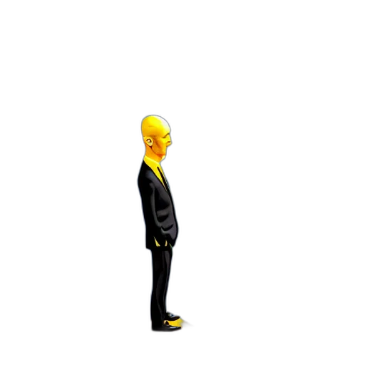 mask, jacket, staff, robot, pixel art, concept art, 3d render, cartoon transparent PNG cut-out