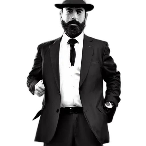 hat, staff, jacket, face, cartoon, concept art, photorealistic, comic book art transparent PNG cut-out