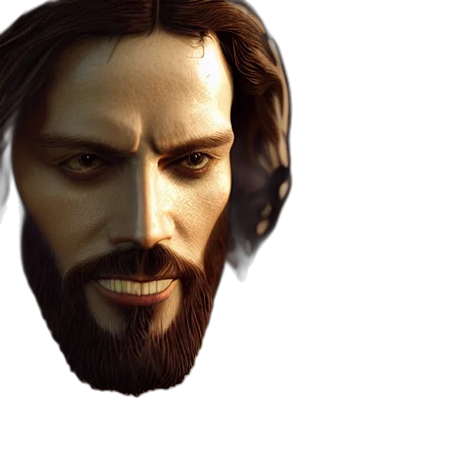 face, mask, hair, photorealistic transparent PNG cut-out