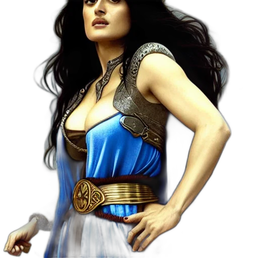 dress, jewelry, fantasy art, concept art, comic book art, photorealistic, blue, portrait transparent PNG cut-out