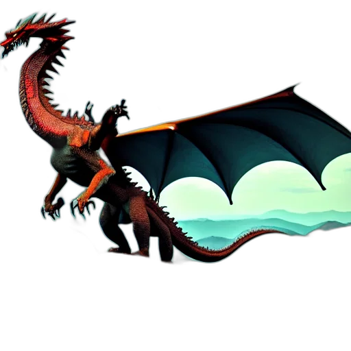 dragon, creature, animal, staff transparent PNG cut-out