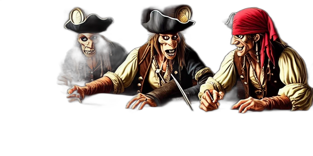 concept art, comic book art, 3d render, fantasy art, pirate, bandanna, goblin, big transparent PNG cut-out