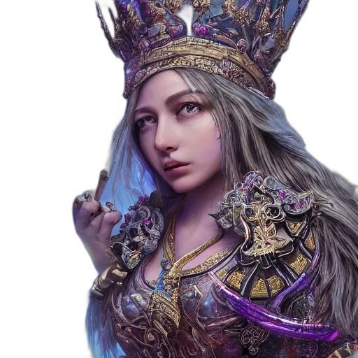 crown, jewelry, staff, face, fantasy art, concept art, photorealistic, 3d render transparent PNG cut-out