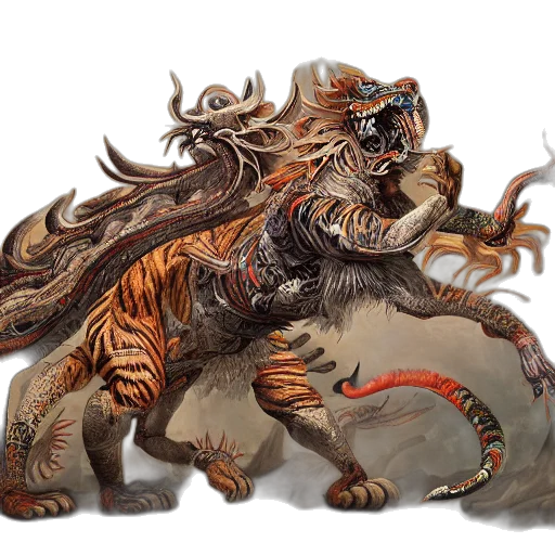 creature, dragon, concept art, fantasy art, earth tones, golden, hyperdetailed, design transparent PNG cut-out