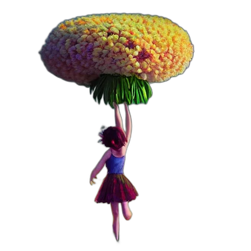 umbrella, hat, staff, flower, 3d render, concept art, pixel art, fantasy art transparent PNG cut-out