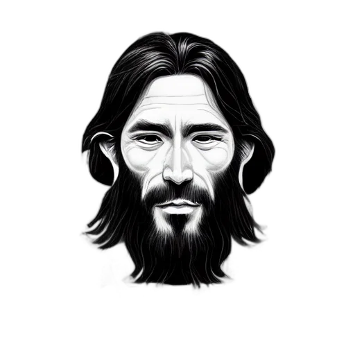 face, hair, photorealistic, cartoon, comic book art, pencil sketch, jesus, ape transparent PNG cut-out