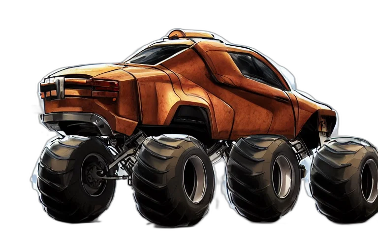 car, concept art, 3d render, fantasy art transparent PNG cut-out