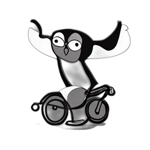 robot, animal, cartoon, concept art, 3d render, penguin, riding, gazelle transparent PNG cut-out