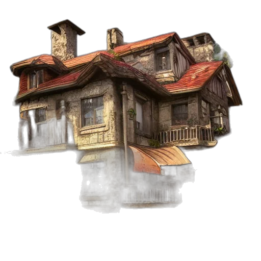 building, furniture, concept art, watercolor, 3d render, photorealistic, fog, city street transparent PNG cut-out