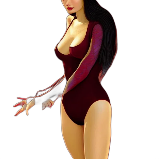 dress, 3d render, concept art, fantasy art, photorealistic, burgundy, snakeskin, bodysuit transparent PNG cut-out