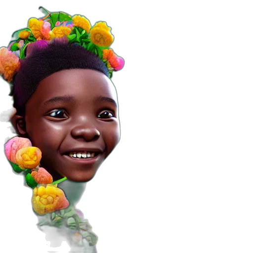crown, face, flower, creature, 3d render, photorealistic, concept art, pixel art transparent PNG cut-out